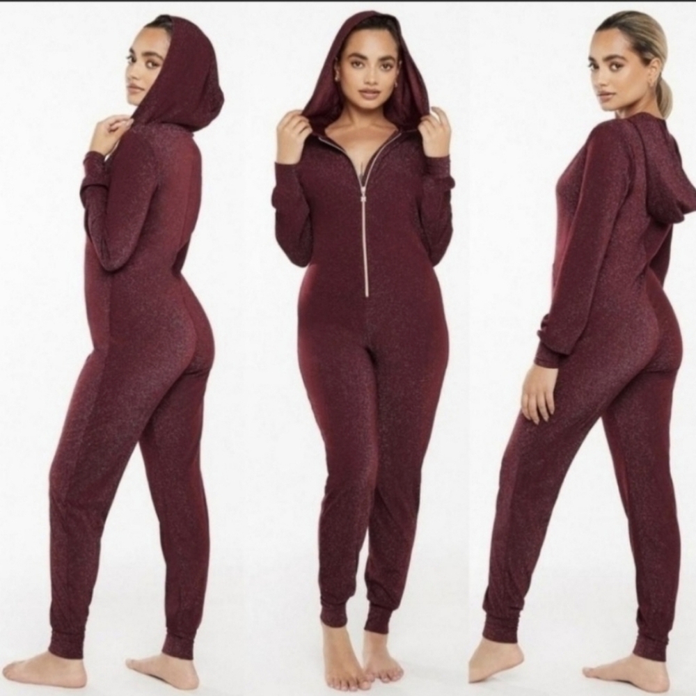 Savage X Fenty Maroon Glitter X-Large Onsie